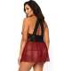 LEG AVENUE CONJUNTO PICARDiAS BURDEOS BABYDOLL CON TANGA