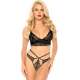 CONJUNTO LACE BRALETTE CON TANGA DE TIRAS NEGRO