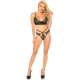 CONJUNTO LACE BRALETTE CON TANGA DE TIRAS NEGRO