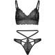 CONJUNTO LACE BRALETTE CON TANGA DE TIRAS NEGRO