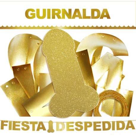 GUIRNALDA FIESTA DESPEDIDA PENE DORADO Cartulina Dorada 220gr